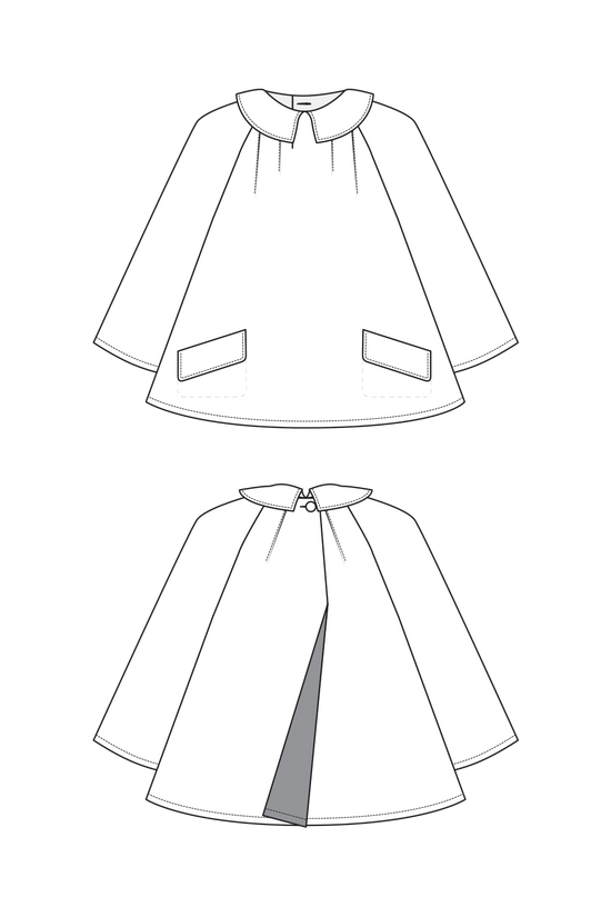 07-3 Raglan blouse with round collar and pockets