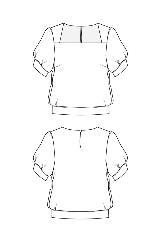 67-5 Blouse with rectangular neckline & embroidered necklace