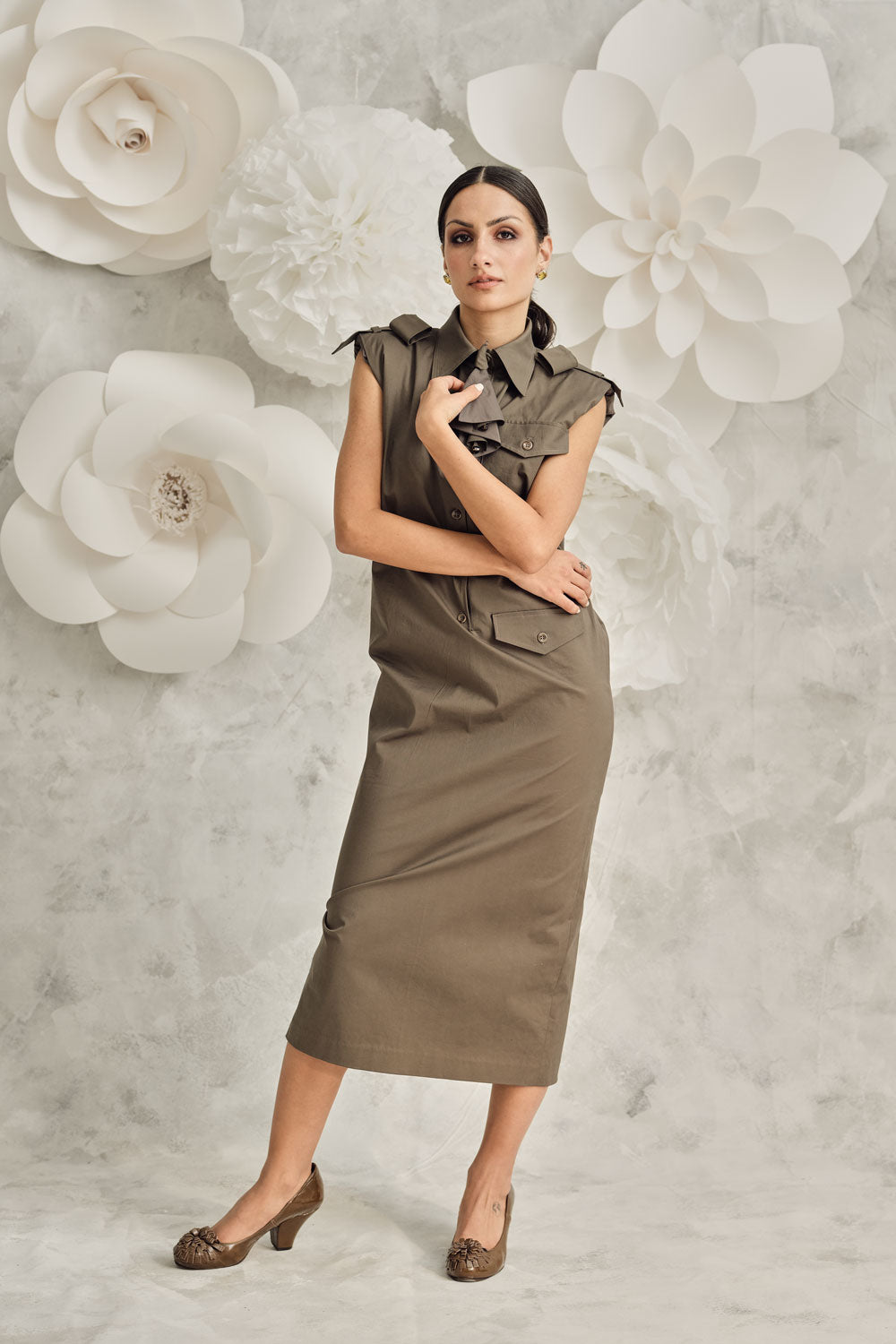 68-8 OAK Shirt Dress with Epaulettes & Pockets 68-8 OAK Shirt Dress with Epaulettes & Pockets