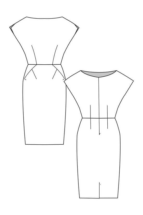 37-4 Waisted dress with overlapping shoulders