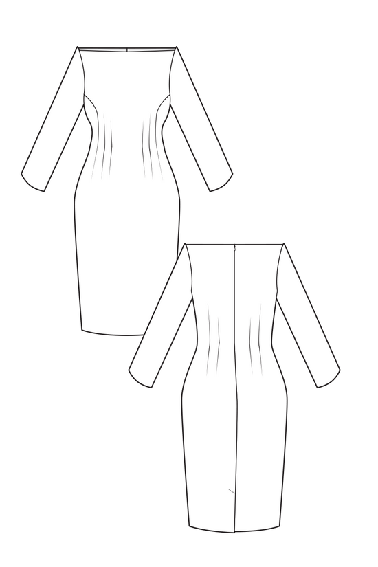 09-2 Hourglass dress with boat neckline