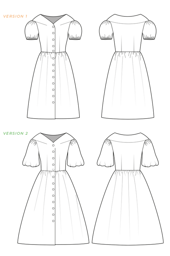 48-3 DAYDREAM Dress with puffy sleeves and heart-formed neckline