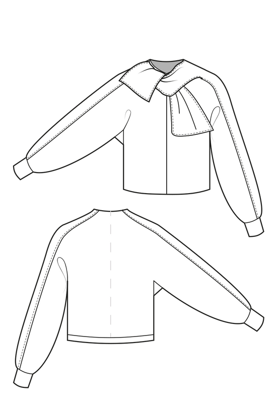 67-3 HUSH Fleece sweater with attached scarf