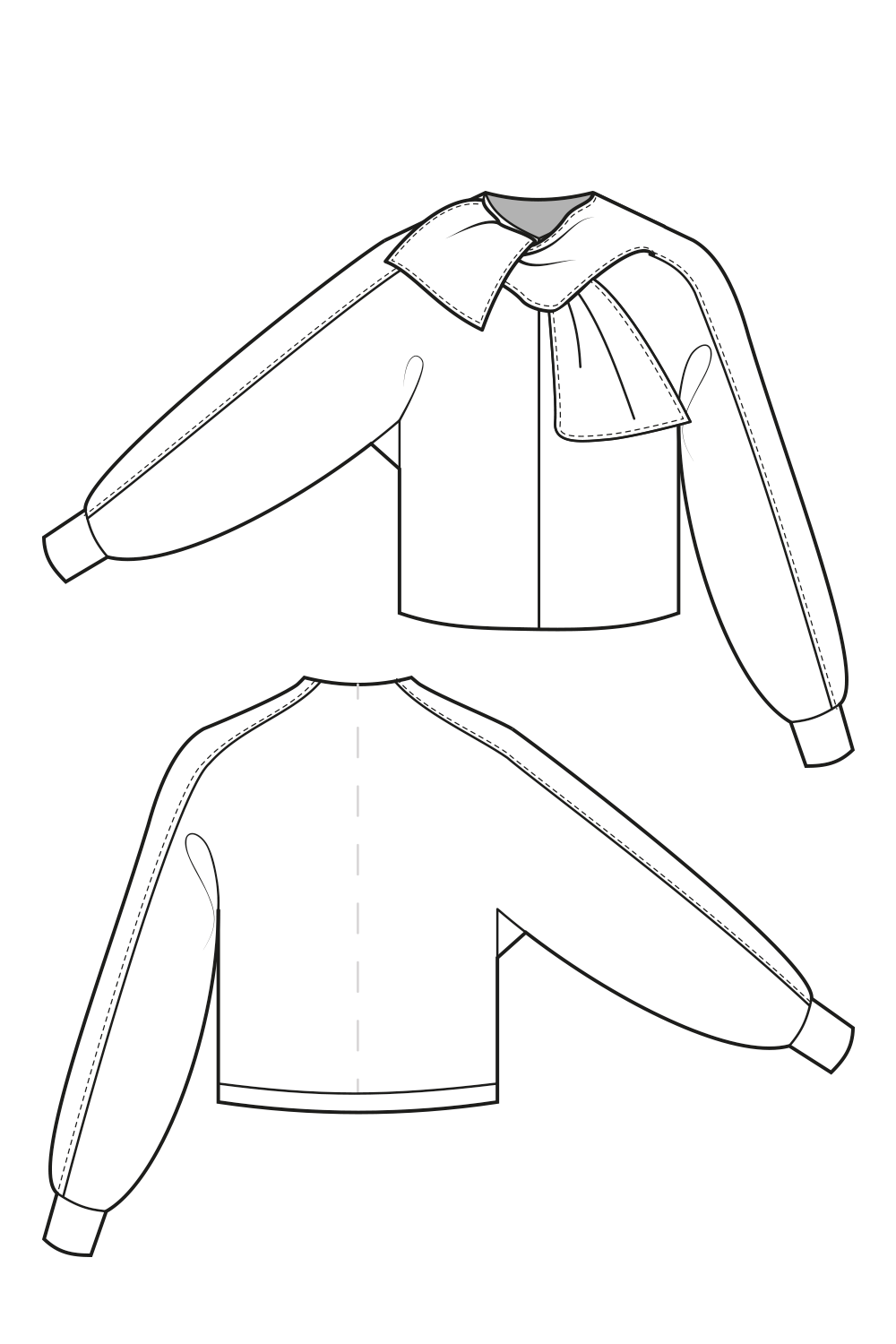 67-3 HUSH Fleece sweater with attached scarf