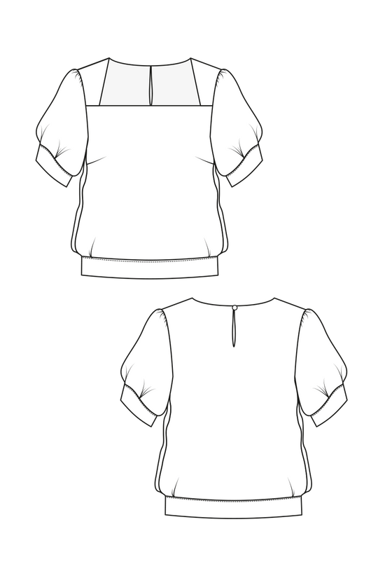 67-5 Blouse with rectangular neckline & embroidered necklace