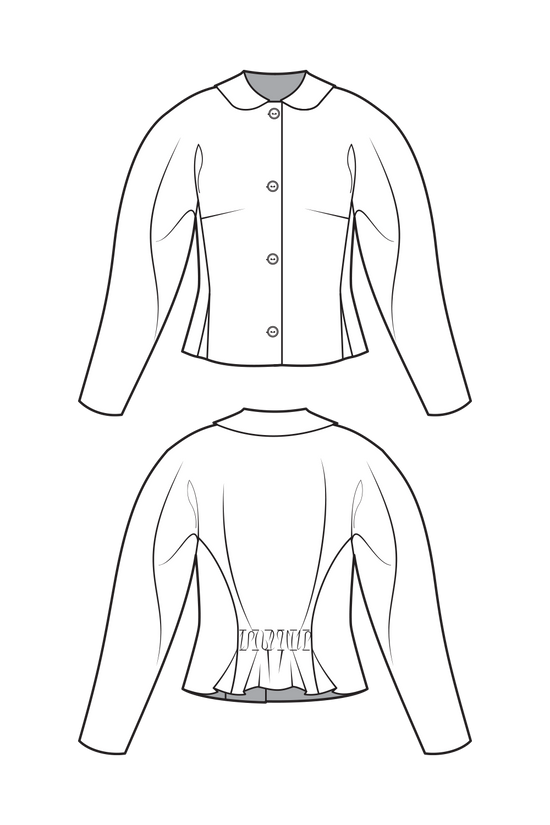 67-6 BLISS Short jacket with cut sleeve, peplum look and velvet collar