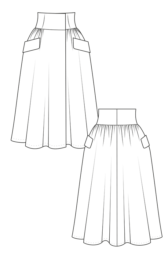 71-2 VOLUTE Wide wrapped skirt with tailored waistband