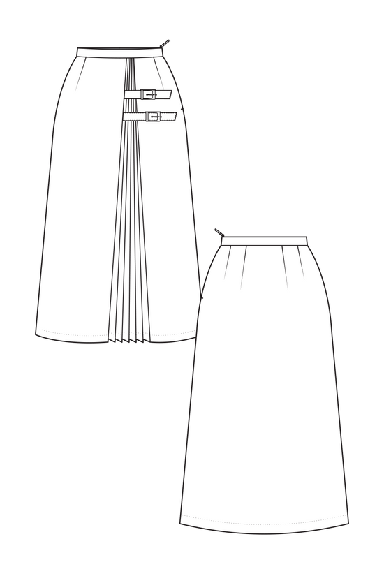 71-7 TARTAN Kilt-inspired skirt with two leather tabs