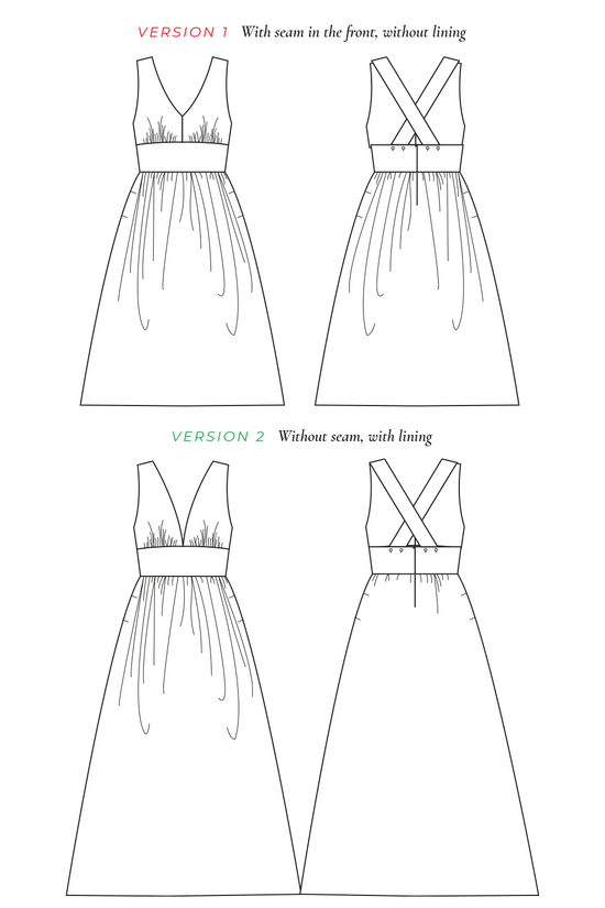 40-1 STRATA Backless dress with crossed straps in 2 variations