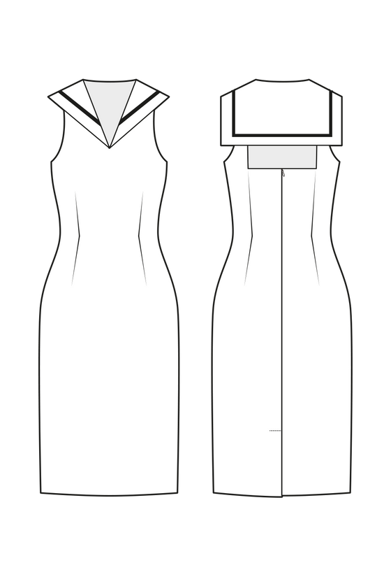 11-3 MAREA Dress with Sailor Collar and Squared Back Neckline