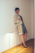 23-4 MIXED Mixed material skirt with pleated insert