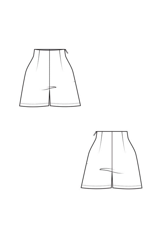 65-4 A Wide shorts with cut waistband - Beginner Model