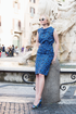 19-3 TREVI Shift dress with stand-up collar