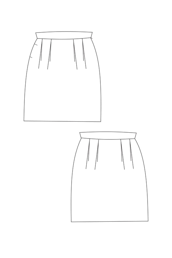 60-5 Pleated flared skirt with wide waistband