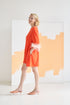 65-12 Viscose or Tencel swing dress with feather trim