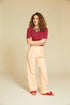 40-3 APRICOT Pleated high-rise wide trousers