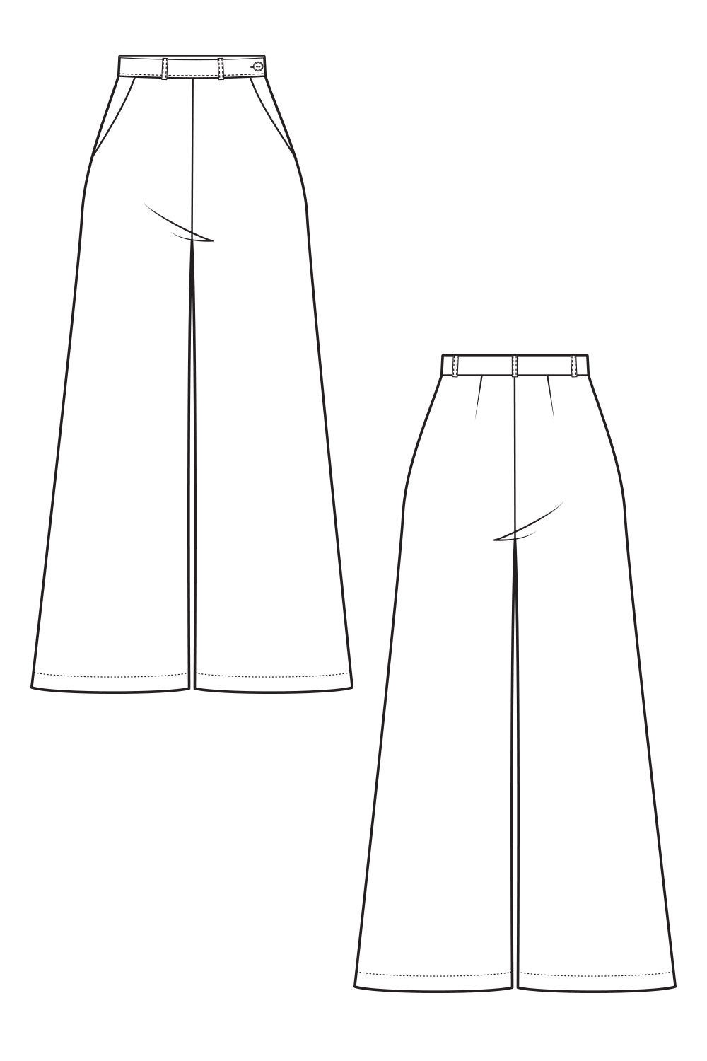 Sewing Pattern for women's fashion: palazzo pants with slanted pockets ...
