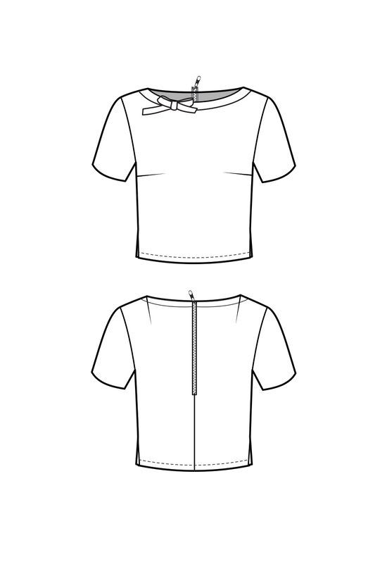 47-2 Straight cut top with trim and short sleeves