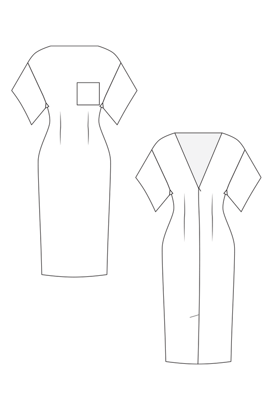 67-1 Slim dress with wide sleeves and patch pocket