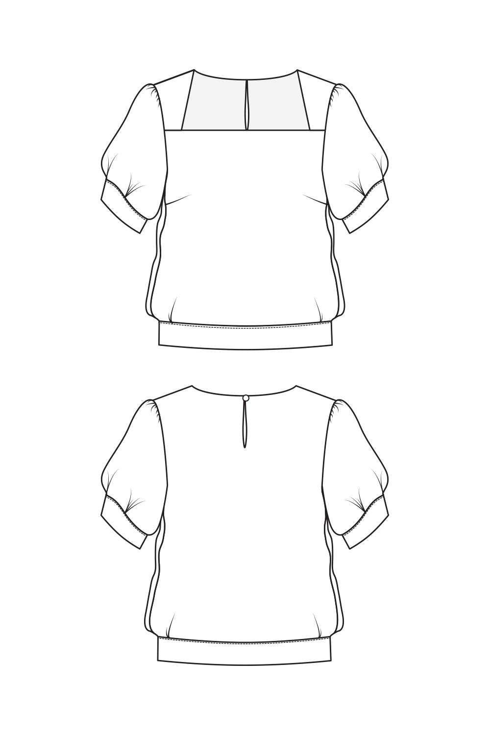 Rectangular Neckline 67-5 Sewing pattern for women of blouse with rectangular neckline ...