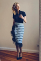 28-5 ANGLED Asymmetrical skirt with (button) tab and optional feather trim