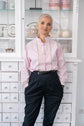 71-25 LIAN Mandarin-inspired blouse with stand collar & frog closures