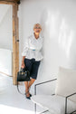 71-20 SAVILE Peplum blouse with long sleeves, classic collar and shirt cuffs