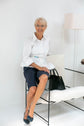 71-20 SAVILE Peplum blouse with long sleeves, classic collar and shirt cuffs