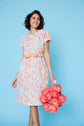 71-3 POEM Fitted dress with dropped shoulders and front button