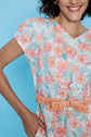 71-3 POEM Fitted dress with dropped shoulders and front button