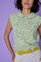 71-18 CARA Airy Blouse Top with Front Ruffles & Peter Pan Collar