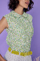 71-18 CARA Airy Blouse Top with Front Ruffles & Peter Pan Collar