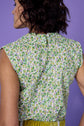 71-18 CARA Airy Blouse Top with Front Ruffles & Peter Pan Collar
