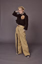 69-10 Wide Pants with Buckle Closure and Pleats at the Waistband