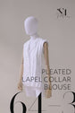 64-3 Lapel blouse with front pleats