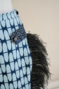 28-5 ANGLED Asymmetrical skirt with (button) tab and optional feather trim