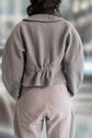 67-6 BLISS Short jacket with cut sleeve, peplum look and velvet collar