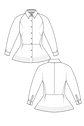 71-20 SAVILE Peplum blouse with long sleeves, classic collar and shirt cuffs
