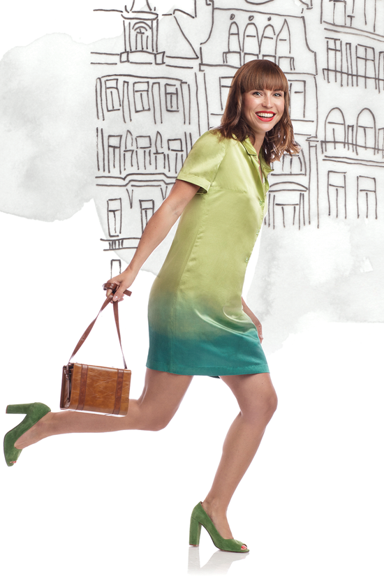 08-1 FRÜHLINGSFLIRT Polo dress with long button facing