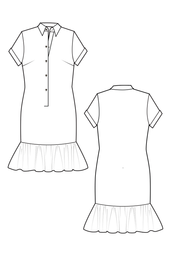 08-1 FRÜHLINGSFLIRT Polo dress with long button facing
