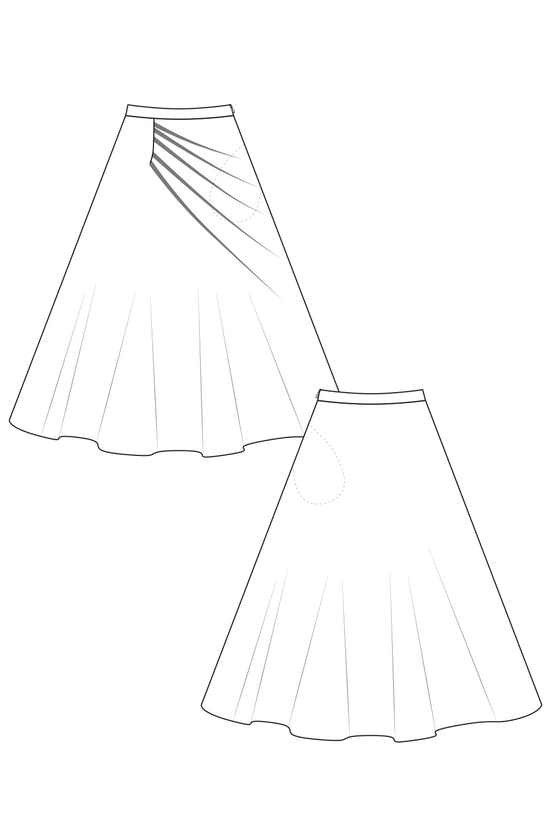 14-5 Bell skirt with pleats in front panel