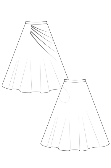 14-5 Bell skirt with pleats in front panel – sistermagpatterns