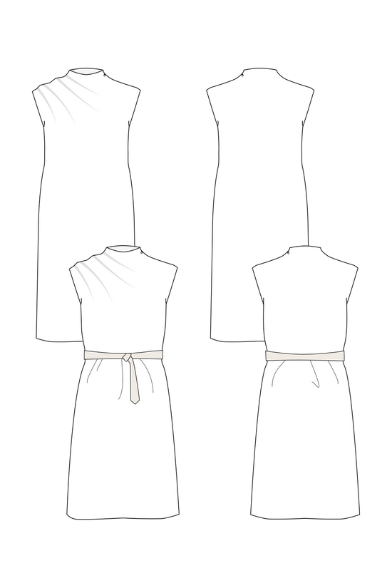 21-1 Wool dress with shoulder pleats
