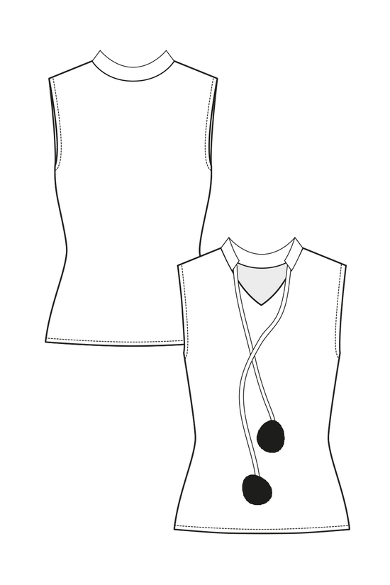 31-2 Jersey top with crochet trim and pom poms