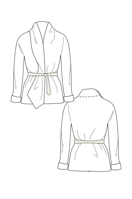 32-5  WRAPPED Wrap jacket with shawl collar made of boiled merino wool