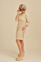 37-3 Backless dress with back ribbon and 3/4-sleeves