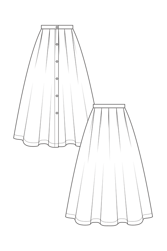 45-5 PIAZZA STORICO Buttoned-down skirt with potato-stamped cityscape