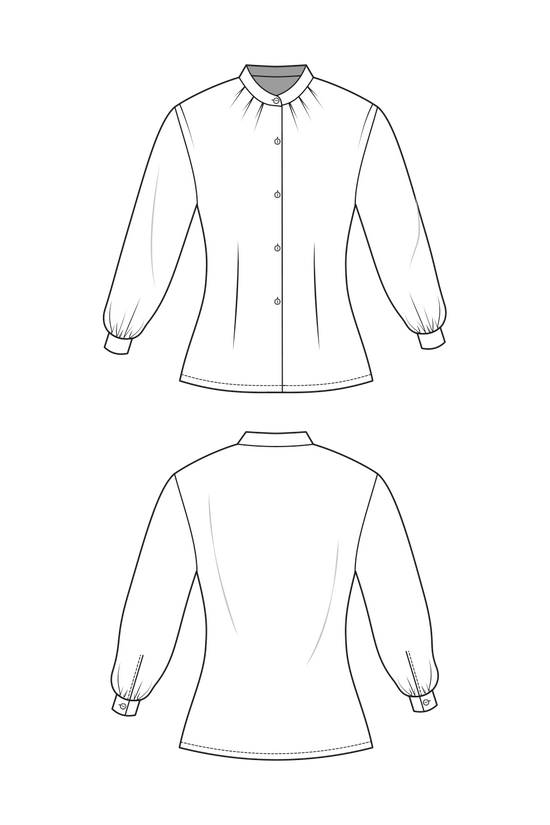 48-4 CALICO Blouse with stand collar and pleats
