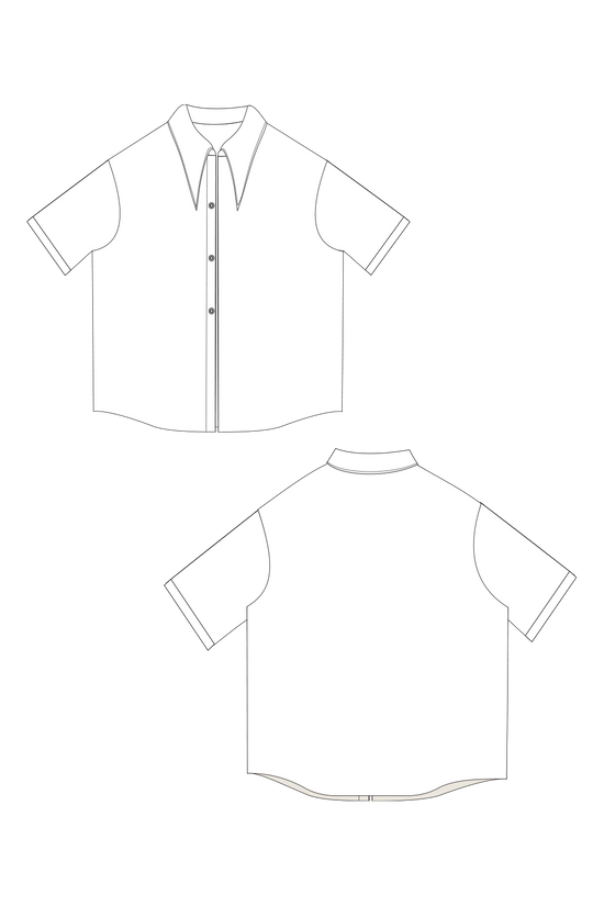 52-1 Box-cut linen blouse or dress with pointy collar