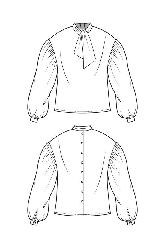 61-1 FLAIR Blouse with bow tie and back buttons
